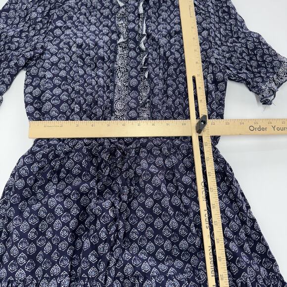 eShakti Dress Womens 2 Purple Blue Paisley Boho Maxi Indian Rayon Cotton Pockets - Picture 6 of 7